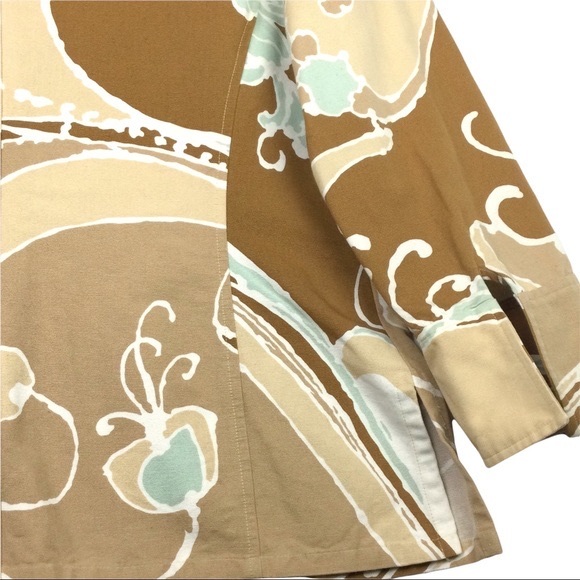 Vintage Linda Allard Ellen Tracy Blazer Button Up Tan Brown & Teal Women’s 14 - Picture 7 of 14
